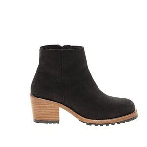 Patina by Portland Leather Goods Black Suede Ankle Boots | Stacked Heel | Size 8